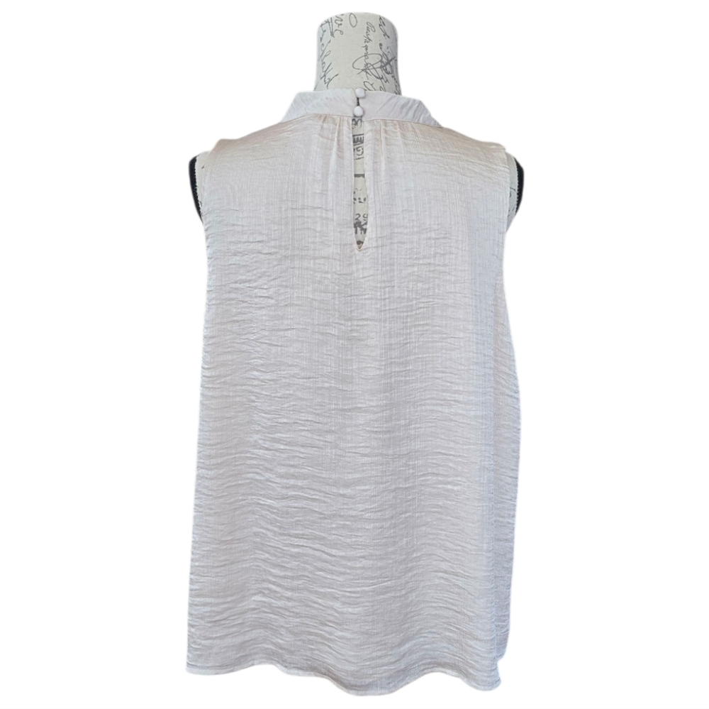 Vince Camuto Ivory Satin Button Up Sleeveless Blouse XL - Picture 6 of 10